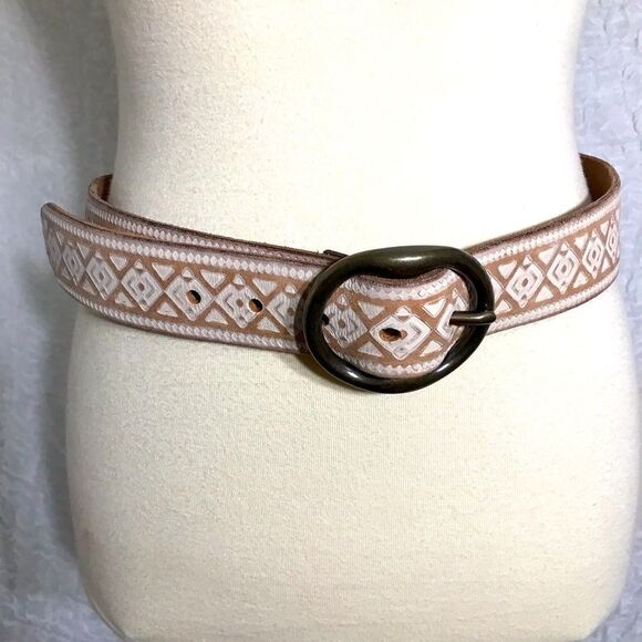 Lucky Brand Boho Embossed Leather Belt Size S - Picture 1 of 6